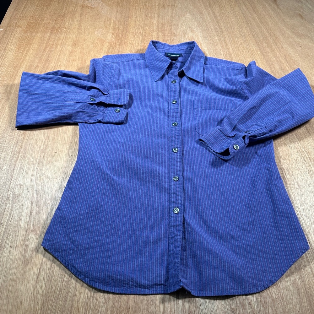 The Limited Button Down Shirt Womens Medium Blue Purple Striped Long Sleeve